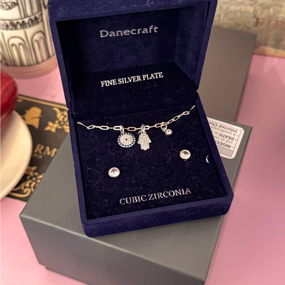 Silver Necklace with Charms and Beads
